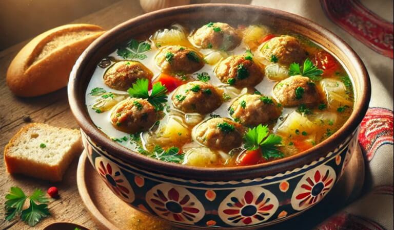 sopa tipica de albondigas rumana